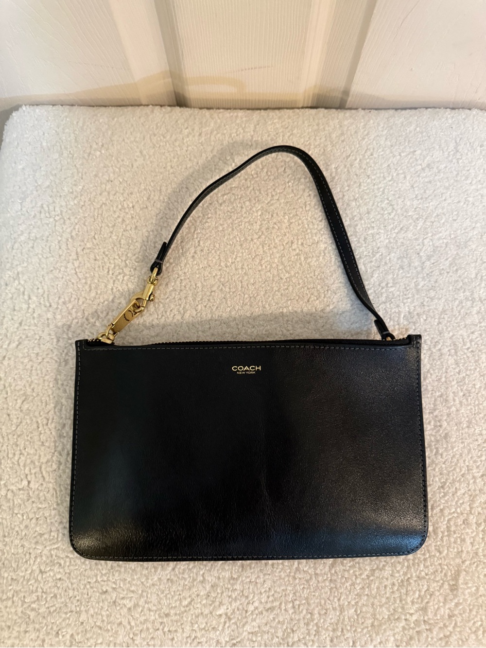 Coach Black Leather Wristlet with Gold Hardware - Picture 6 of 7